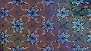 Çiçekli karalama şeklinde Raster çiçek deseni. Kahverengi renklerde bahar çiçekleri. Raster illüstrasyonu.