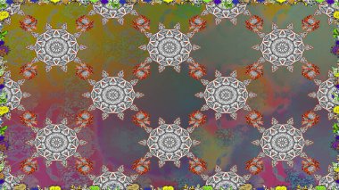 Etnik Mandala süsü. Kızılderili desenli desenli desenli şal deseni. Raster Henna dövme stili. Tekstil, tebrik kartı, boyama kitabı, telefon kılıfı baskısı için kullanılabilir.