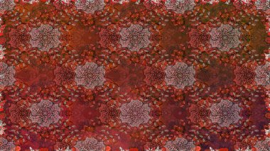 Tekstil, kumaş, kapaklar, duvar kağıtları, baskı, naylon, yapıştırma, örgü, dekupaj için çiçeksiz arkaplan. Küçük kahverengi çiçeklerdeki oldukça eski bir besin torbası deseni.