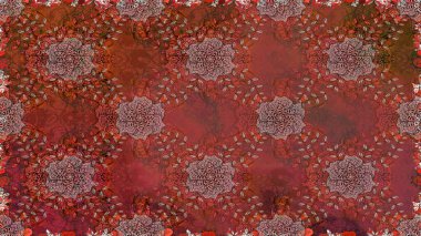 Moda baskıları için zarif bir şablon. Halk tarzı. Parlak renkli çiçekleri ve kahverengi renkli yaprakları olan kusursuz çiçek desenleri. Modern çiçek arkaplanı.