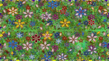 Küçük çiçekteki sevimli çiçek deseni. Yeşil renkte çiçekler.