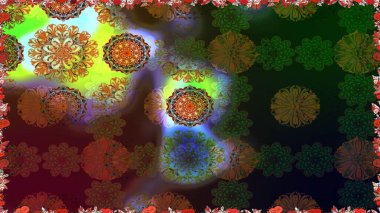 Dallı bahar çiçekleriyle desen, kahverengi renklerle çiçek siluetiyle desen. Raster deseni.