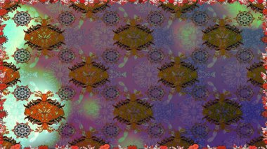 Renkli Bahar Temalı Kusursuz Arkaplan. Çiçeksel fantezi tasarımı, parlak bir arka planda, kusursuz bir desen. Düz Çiçek Elementleri Tasarımı.