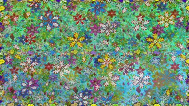 Soyut etnik raster kusursuz desen. Vadinin yeşil renkli çiçekleri. Çiçekler..