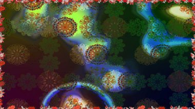 Çiçekli zambaklar kusursuz bir arka plan. Parlak çiçekli kolaj çiçekleri kahverengi. Çiçek tasarımı için inanılmaz kolaj cennet tarzı..