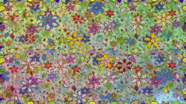 Raster illüstrasyonu. Bahar çiçekli, dikişsiz, sevimli çiçek deseni. Güzel kumaş deseni.