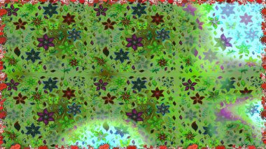 Nazik, narin çiçek arkaplanı. Yeşil renkli çiçekler. Raster çiçek desenli ve çiçekli..