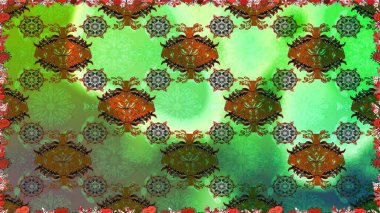 Küçük çiçekteki sevimli çiçek deseni. Yeşil renkte çiçekler.