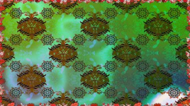 Yeşil renkli çiçekler. Çiçekli kusursuz retro desen. Renkli Yaz Temalı Kusursuz Arkaplan. Düz Çiçek Elementleri Tasarımı.