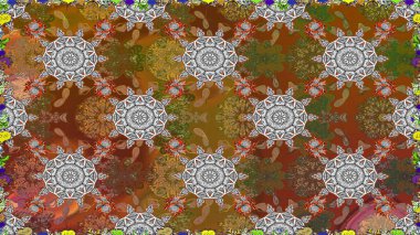 Sevimli çiçek raster deseni. Renkli Yaz Temalı Kusursuz Arkaplan. Düz Çiçek Elementleri Tasarımı. Modaya uygun kumaş deseni.