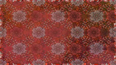 Kahverengi renkli çiçekler. Renkli Yaz Temalı Kusursuz Arkaplan. Raster illüstrasyonunda kusursuz çiçek deseni. Düz Çiçek Elementleri Tasarımı.