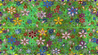 Raster illüstrasyonu. Tekstil ya da kitap kapakları, imalat, duvar kağıtları, baskı, hediye paketi ve yapıştırma kitabı için çiçeksiz arka plan. Küçük ölçekli çiçeklerdeki basit sevimli desen.