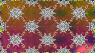 Kahverengi renklerde. 3 boyutlu çiçekler, pürüzsüz. Raster illüstrasyonu.