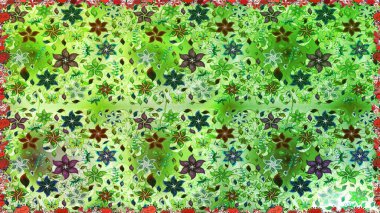 Raster dikişsiz şirin çiçek deseni. Nazik romantik baskı. Tatil havası. Bahar mevsimi. Yeşil renkte çiçekler.
