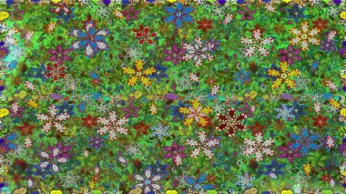 Yeşil renkli çiçekler. Raster illüstrasyonunda kusursuz çiçek deseni.