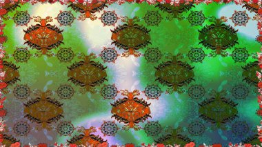 Yeşil renkli çiçekler. Tropik, dikişsiz çiçek deseni. Raster illüstrasyonu.