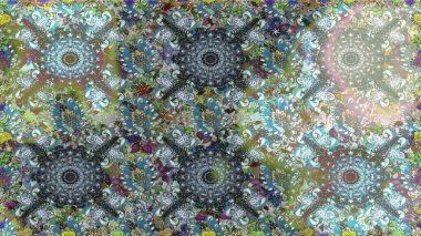 Parlak bir arka plan sorunsuz desen çiçek fantezi tasarım. Düz Çiçek Elemanları Tasarım. Renkli Bahar Teması kesintisiz desen Arka Plan.