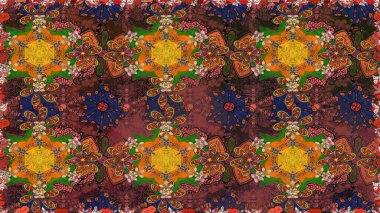 Raster illüstrasyonu. Kahverengi renklerde. Çiçekli güzel suluboya desen.