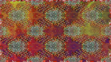 Raster Henna tarzı. Kusursuz süs izi. Etnik Mandala havlusu. Sınır Kızılderili çiçekli paisley patten. Tebrik kartı arkaplanı, boyama kitabı, arkaplan, tekstil için kullanılabilir.