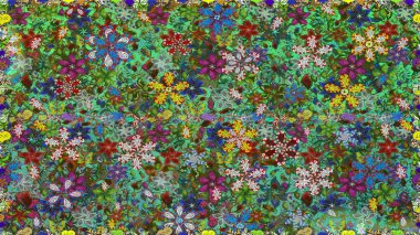 Raster suluboya çiçek deseni, narin çiçekler, yeşil çiçekler, tebrik kartı şablonu. Raster Güzel kumaş deseni.