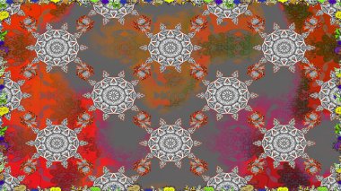 Gri renkli çiçekler. Düz Çiçek Elementleri Tasarımı. Renkli Bahar Temalı Kusursuz Arkaplan. Sevimli çiçek raster deseni.