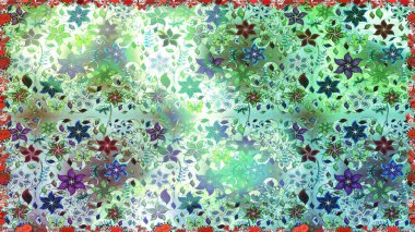 Robot resim stilinde nötr renkler. Raster illüstrasyonu. Raster illüstrasyonu. Şirin karalama çiçekleri olan kusursuz çiçek desenleri. El yapımı çiçek ve bitki koleksiyonu.