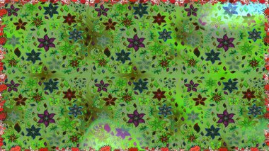 Düz çiçek öğeleri tasarım. Raster. Bahar Tema Dikişsiz desen arka plan rengi.