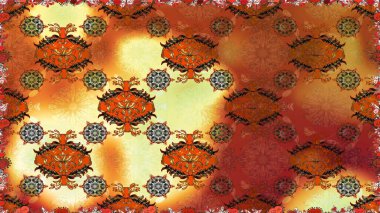 Kahverengi renkli çiçekler. Raster illüstrasyonu. El çizimi çiçekleri olan soyut, pürüzsüz desen.