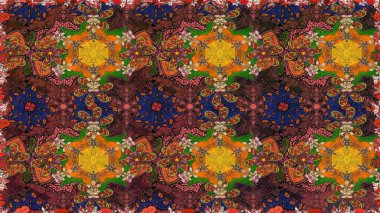 Çocuk stili. Renkli Bahar Temalı Kusursuz Arkaplan. Çiçekli, kusursuz bir arkaplan. Düz Çiçek Elementleri Tasarımı.