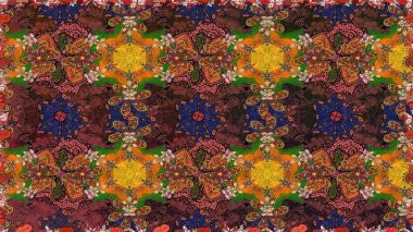 Raster illüstrasyonu. Kahverengi renklere karalamalar çizen kusursuz çiçek deseni.