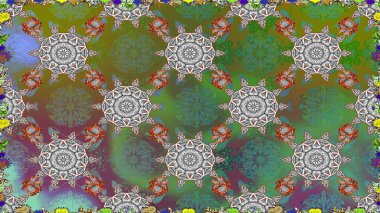 Çiçek yeşili, pürüzsüz desen. Klasik taslak çizimi. Raster çiçek izi..