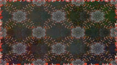 Düz Çiçek Elementleri Tasarımı. Raster Illustrasyon 'da moda olmayan çiçek deseni. Gri renkli çiçekler. Renkli Yaz Temalı Kusursuz Arkaplan.