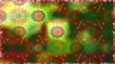 Elle çizilmiş çiçek deseni (fayans). Tekstil için dikişsiz suluboya desen. Şirin çiçekli, desenli, kahverengi desenli..