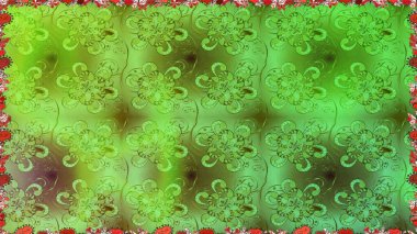 Raster deseni. Sanat, çiçeklere ilham verir ve arka plan bırakır. Karalama çiçekleri kusursuz desen. Yeşil el çizimi desen.