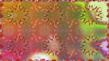 Halk tarzı. Moda baskıları için zarif bir şablon. Modern çiçek arkaplanı. Parlak renkli çiçeklerle ve kahverengi renklerde yapraklarla şaşırtıcı, pürüzsüz çiçek deseni.