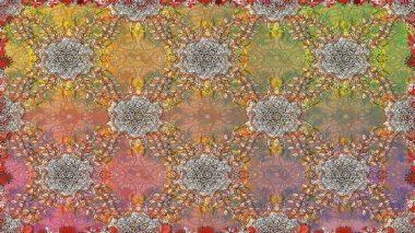 Raster illüstrasyonu. Kahverengi renkli güzel bir tekstil. Çiçeklerle suluboya desenleri.