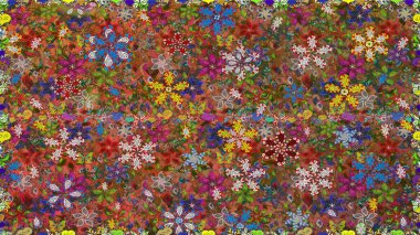 Çiçeklerle kusursuz desen. El çizimi. Suluboya çizimi. Kahverengi renkte çiçekler.