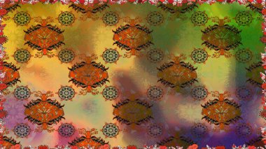 Kahverengi renkli çiçekler. Renkli Bahar Temalı Kusursuz Arkaplan. Sevimli çiçek raster deseni. Düz Çiçek Elementleri Tasarımı.