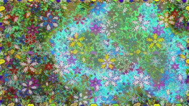 Yeşil renkli çiçekler. Renkli Bahar Temalı Kusursuz Arkaplan. Düz Çiçek Elementleri Tasarımı. Çiçeksiz desenli arka plan, yaz çiçekleri..