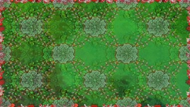 Raster illüstrasyonu. Düz Çiçek Elementleri Tasarımı. Kusursuz desenli, modaya uygun kumaş deseni. Şirin çiçek elementleri. Renkli Bahar Teması Kusursuz Arkaplan.