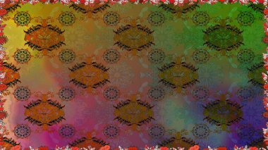 Etnik Mandala süsü. Kızılderili desenli desenli desenli şal deseni. Raster Henna dövme stili. Tekstil, tebrik kartı, boyama kitabı, telefon kılıfı baskısı için kullanılabilir.