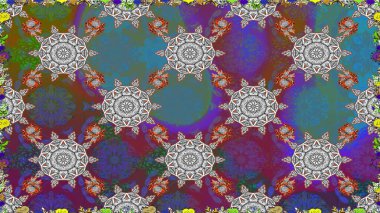 Sınır Kızılderili çiçekli paisley patten. Tebrik kartı geçmişi, boyama kitabı, arkaplan ve tekstil için kullanılabilir. Raster Henna tarzı. Kusursuz süs izi. Etnik Mandala havlusu.