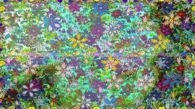 Kusursuz bir arka plan modeli. Suluboya, elle çizilmiş. Raster illüstrasyonu. Yeşil yapraklı yabani çiçekler.