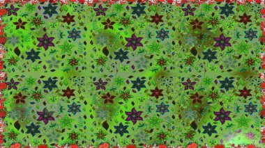 Klasik taslak çizimi. Çiçek yeşili, pürüzsüz desen. Raster çiçek izi..