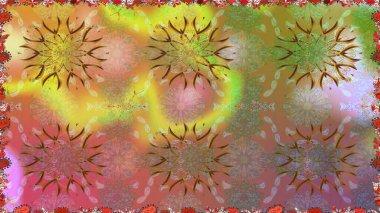 Kahverengi renkli çiçekler. El çizimi çiçekli, soyut, pürüzsüz desen. Raster illüstrasyonu.