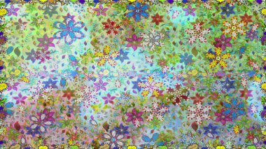 Tarafsız çiçekli bahar çiçekleri. Moda baskıları için zarif bir şablon. Küçük çiçekte güzel bir desen. Motley illüstrasyonu. Küçük renkli çiçekler..