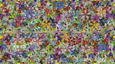 Sevimli çiçek raster deseni. Düz Çiçek Elementleri Tasarımı. Gri renkli çiçekler. Kusursuz Renksiz Bahar Teması Kusursuz Arkaplan.