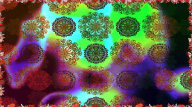 Yapraklı kusursuz desen. Davetiye ve kartpostal tasarımı için dekoratif çiçek unsurları. Poster ya da kapak için arka plan. Şirin, zarif çiçekler Raster illüstrasyonu. Tekstil için figür.