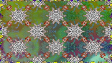 Küçük çiçekteki sevimli çiçek deseni. Yeşil renkte çiçekler.