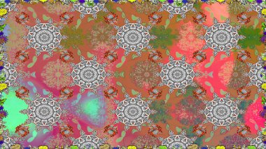 Gri renkli çiçekler. Renkli Bahar Temalı Kusursuz Arkaplan. Düz Çiçek Elementleri Tasarımı. Raster illüstrasyonunda kusursuz çiçek deseni.